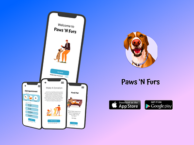 Paws and Furs - care app for loving pets app branding design graphic design illustration logo ux