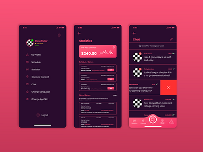 Xota Gaming App beautiful design app branding chat app chat game design game app gaming app graphic design illustration static app streaming app ui ui ux app uiux ux vector