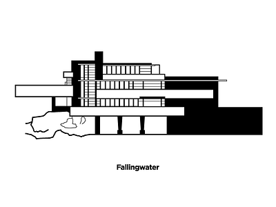 Fallingwater american architecture blend blend labs design fallingwater famous homes frank lloyd wright illustration modern modernism