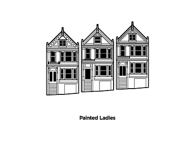 Painted Ladies 7 sisters alamo square architecture blend design famous homes illustration painted ladies postcard row san francisco sf victorian