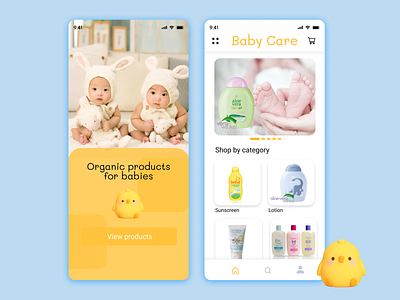 BabyCare-App for shopping organic baby products 3d animation babycare babyproducts babyshopping booktickets branding childcare design graphic design illustration logo naturalproducts shopping skincare ui