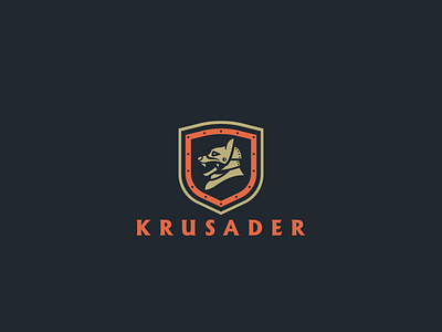 Krusader Mark badge brand branding concept helmet hound identity illustration knight logo medieval