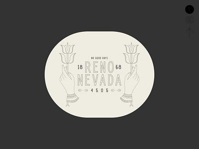 Reno badge brand branding cuff floral hand hands identity illustration logo type typogaphy typography design