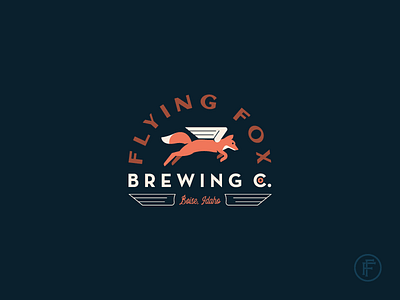 Flying Fox badge badge logo brand brand identity branding concept craft beer fox fox logo identity illustration logo logo mark wing wings