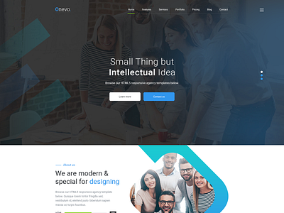 Onevo - One Page Parallax agency bootstrap business clean colorful corporate creative flat gradient multipurpose one page parallax portfolio