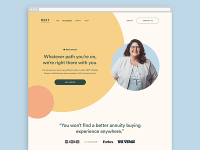 Design for a retirement product's marketing page