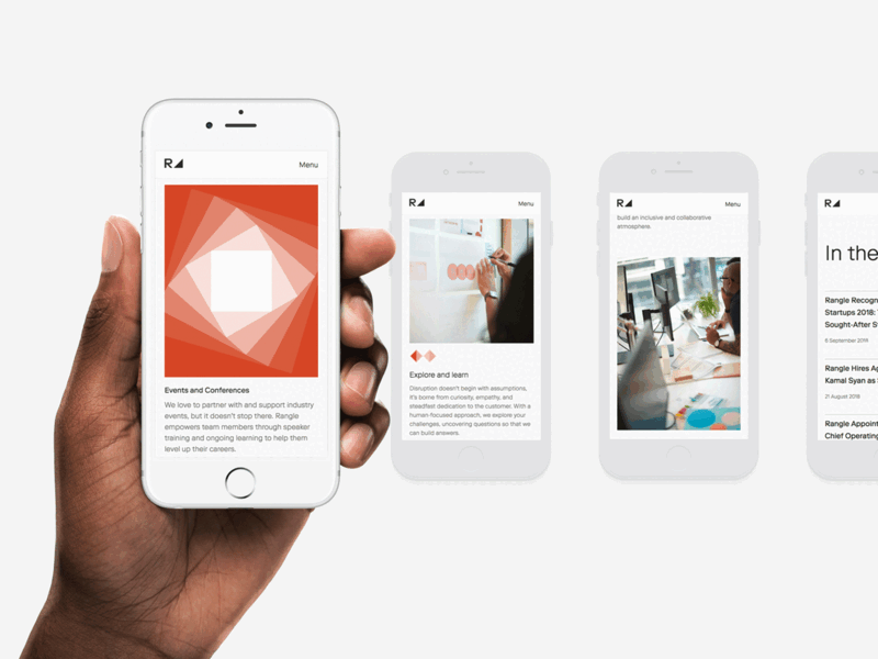 Rangle Website brand illustration logo marketing mobile responsive ui web design