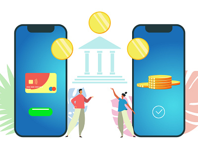 Mobile app banking cash coins concept design economy finance flat graphic design illustration mobile money smartphone transaction vector wallet