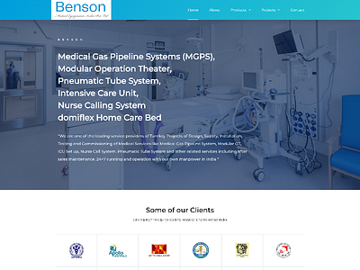Website design of Benson Medical Equipments branding ui website