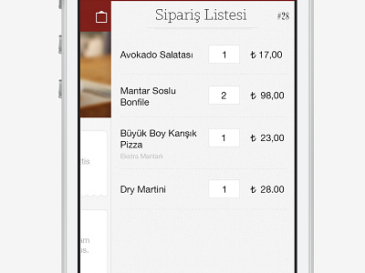 Sidebar Order List flat food app hesapal ios7 menu order orderlist sidebar