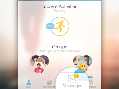 Flat Tabbar Design application blurred fitness flat health ios7 ios8 iphone messages navigation tabbar ui