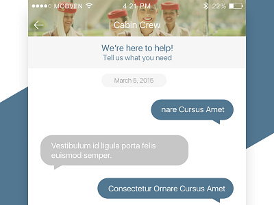 Chat cabin crew chat contact flight app message text texting