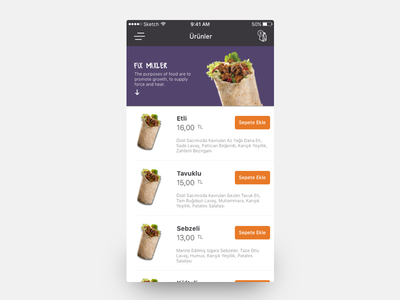 Menu Detail colors dropdown extend flat menu online order restaurant