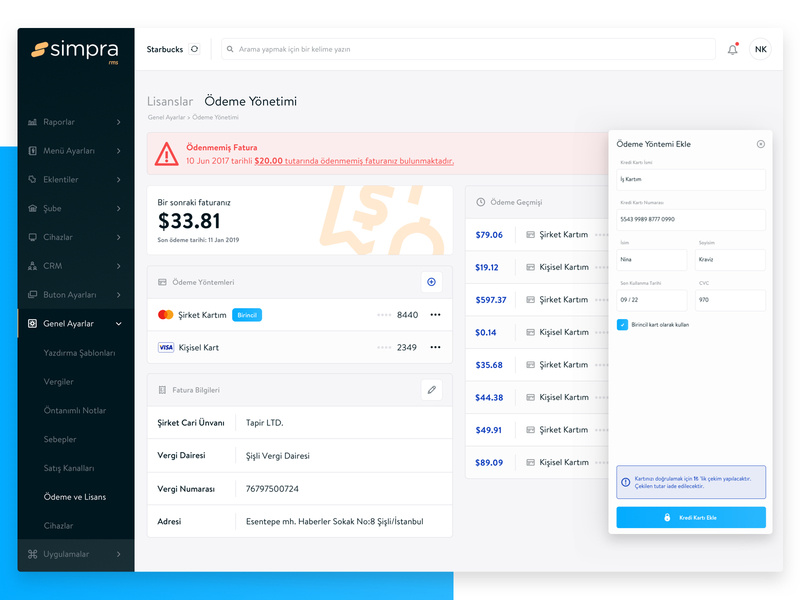 User Dashboard - Payment by Orcun KILIC for Protein on Dribbble