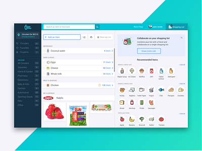 Flipp Web Shopping List grocery illustration product shopping list ui web