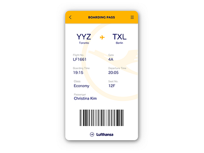 Daily UI #024 - Boarding Pass 024 boarding pass daily ui lufthansa