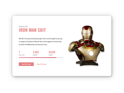 Daily UI #032 - Crowdfunding Campaign 032 crowdfunding campaign daily ui ironman