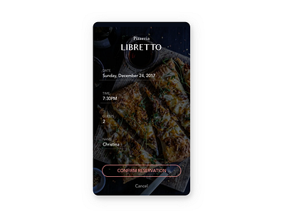 Daily UI #054 - Confirm Reservation 054 confirm reservation daily ui pizza