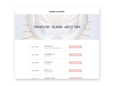 Daily UI #070 - Event Listing 070 chance the rapper daily ui event listing