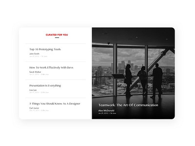 Daily UI #091 - Curated For You articles daily ui