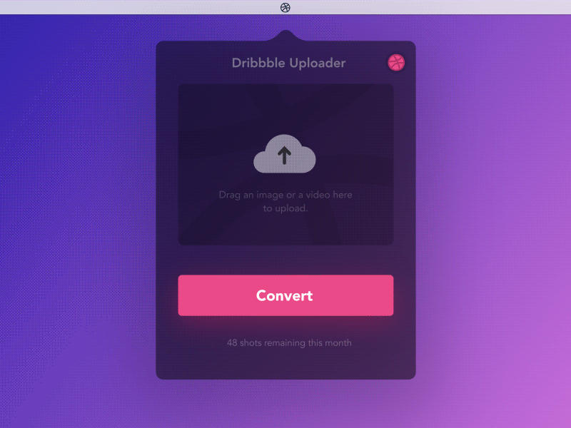 Dribbble Uploader animation app dribbble graphic motion sticker ui uploader