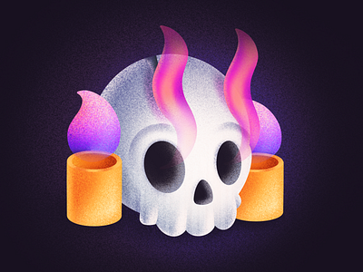 Skull candle illustration illustrations noise noise shadow procreate purple skull white yellow