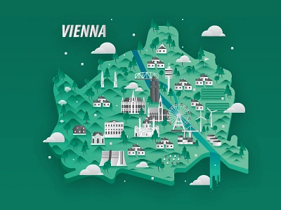 Vienna Landmarks city flat illustration landmark vector vienna