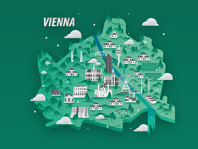 Vienna Landmarks city flat illustration landmark vector vienna