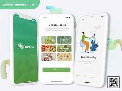 Grocery Mobile Flutter Application 3d graphic design order food shopping store owner ui ui kit template flutter