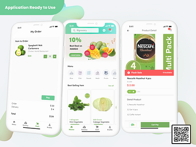 Grocery Mobile Flutter Application 3d graphic design shopping store owner ui