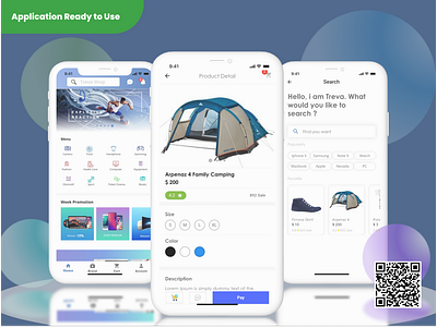 Treva Shop React Native ecommerce template in react native 3d graphic design template ui ui kit