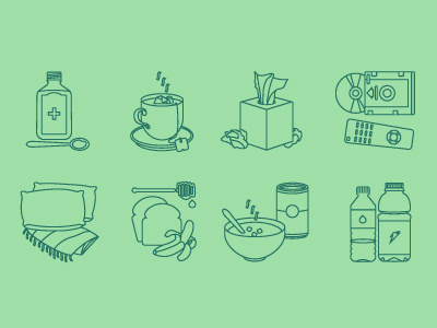 Sick Necessities Icons design health icon iconography icons illustration series sickness vector