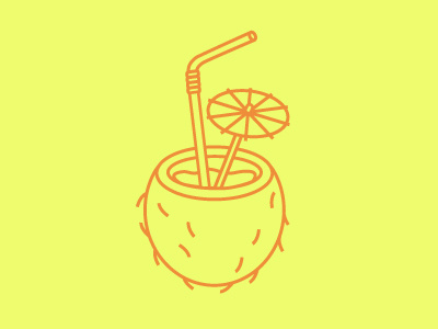 Piña Colada Icon beverage coconut design drink icon iconography illustration straw stroke summer umbrella vector