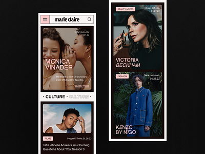 Marie Claire - 03 concept design fashion graphic design marie claire mobile news portal typography ui ux visual