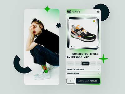 DC Shoes - product card mobile concept design detail screen e commerce figma girl graphic design mobile online store product card shoes typography ui ux visual webdesign