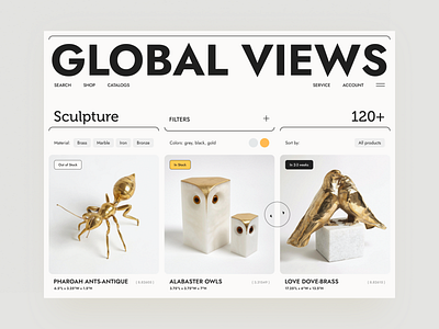 Global Views - catalog catalog concept design desktop figma graphic design online shop sculpture typography ui ux visual webdesign