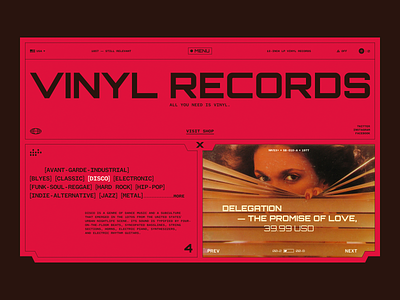 Vinyl records concept design desktop e commerce graphic design main screen music shop store typography ui ux vinyl vinyl records visual webdesign website
