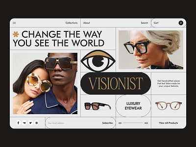 VISIONIST - Luxury eyewear concept design desktop e commerce eyewear eyewear store fashion glasses graphic design layout minimal online store optics shop typography ui ux visual web website
