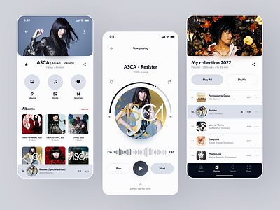Music App UI - 2 app design artist clean concept design figma graphic design ios mobile light theme mobile app mp3 music app music player playlist search music song typography ui ux visual