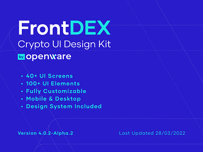 FrontDEX Crypto Trading UI/UX Design Kit by Openware app blockchain crypto cryptocurrency customizable defi design design system exchange figma free interface kit mockup nft ui ux wallet