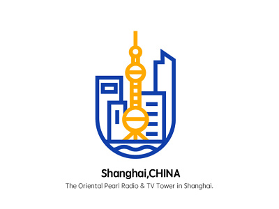 City Impression of Shanghai,China icon illustration