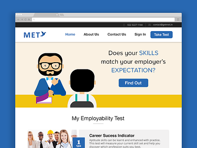 MET, a web platform for aptitude testing aptitudetest career designcoz designstudio student test ui ux webportal website