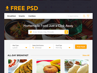 Freebie PSD: Food App Landing page