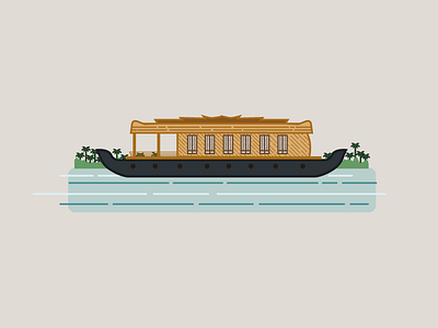 kerala - House Boat boat houseboat illustration illustrator kerala kumarakom vector