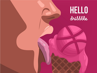 Hello Dribbble first shot hello dribbble ice cream illustration vector art vector illustration
