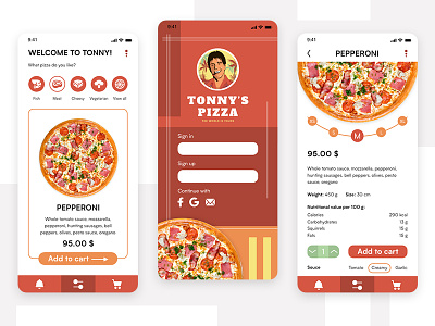 Pizza Delivery App Design delivery app food app graphic design interaction design login menu mobile mobile app pizza pizza app ui user experience user interface ux