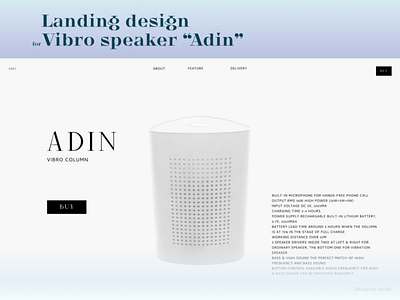 Vibro speaker “Adin” design landing main page me speaker ui ux