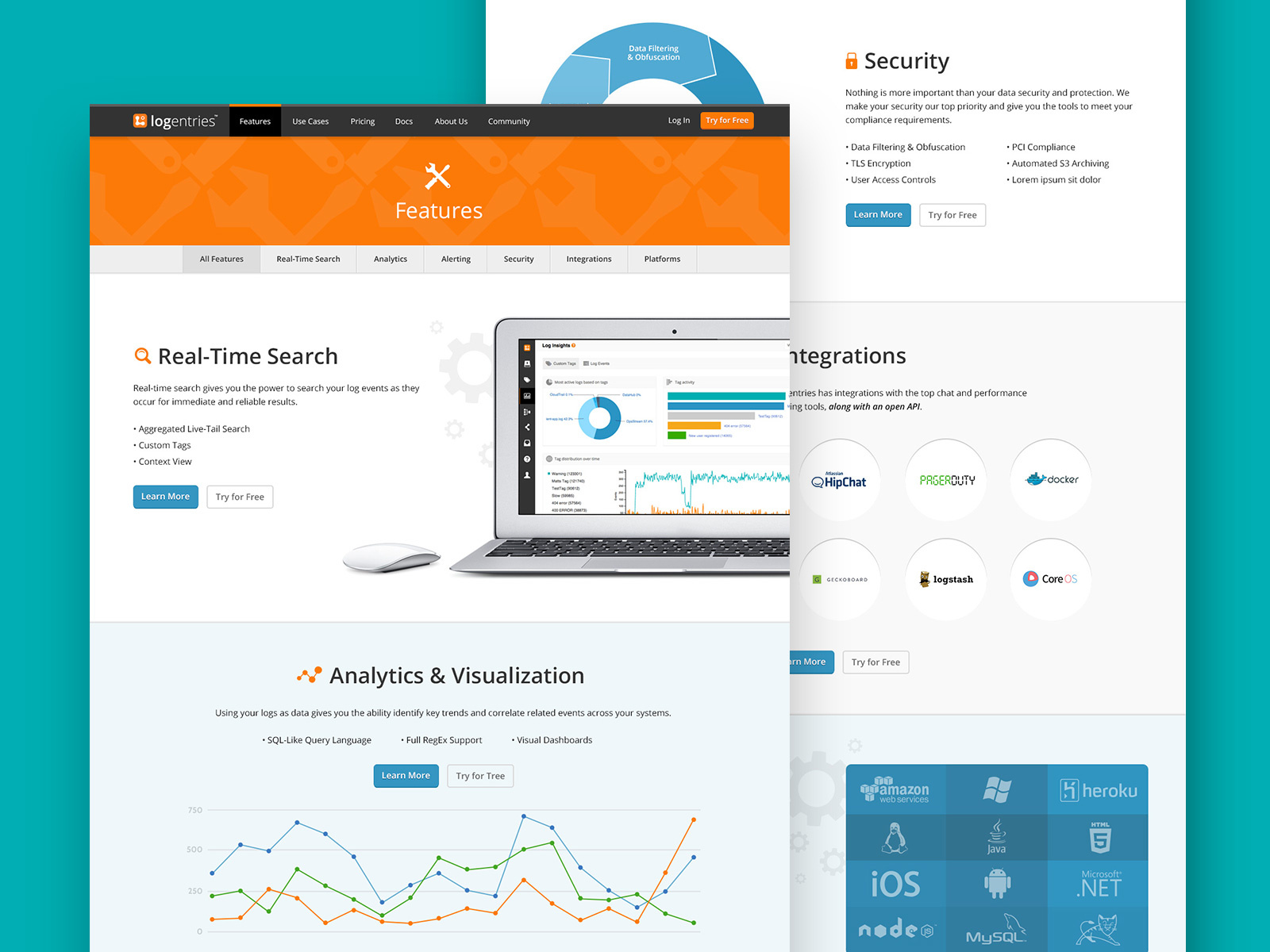 Features web page by Tracy Shaw on Dribbble
