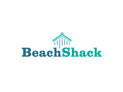 The Beach Shack Logo beach blue fashion icon green logo design shack typography