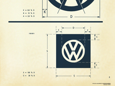 Vintage VW Logo Specification Sheet Recreated